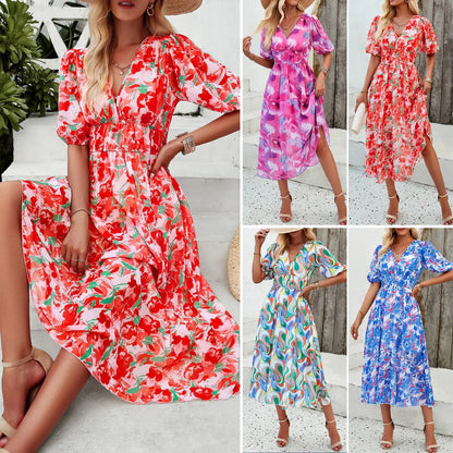 Summer Dress 2025: Explosive Style with Waist Print and V-Neck - Perfect for Vacation and Beaches 