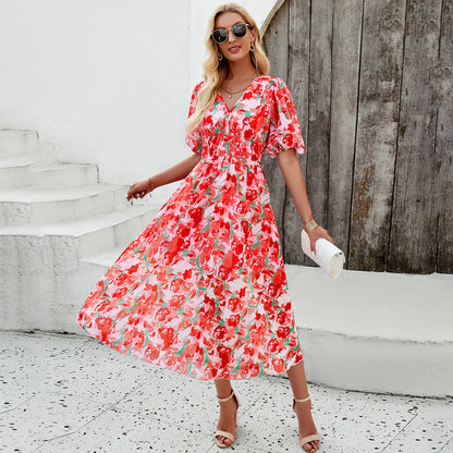 Summer Dress 2025: Explosive Style with Waist Print and V-Neck - Perfect for Vacation and Beaches 