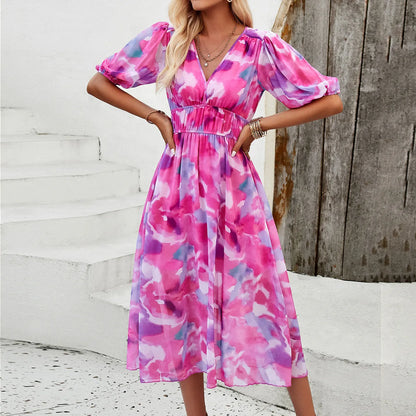 Summer Dress 2025: Explosive Style with Waist Print and V-Neck - Perfect for Vacation and Beaches 