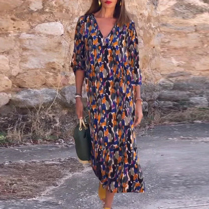 🌟 Vestido Oasis 🌟Estampado vibrante en tonos tierra y azul
